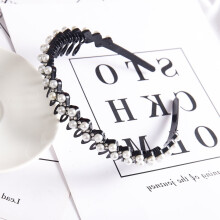 Dubbellaagse haarbanden met clip, modieuze gevlochten plastic hoofdband, punkstijl, nieuwe gebreide dameshoofdband, haaraccessoires met parelmoer.