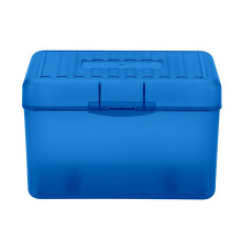 Opbergdoos voor indexkaarten 3x5 voor flashcards, recepten, notitiekaarten – met tussenschotten, etiketten en stickers (blauw)