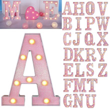 Lettres lumineuses LED (21,8 cm), 26 lettres de l'alphabet, à piles, avec paillettes, pour décoration de fête, table, mur et Noël