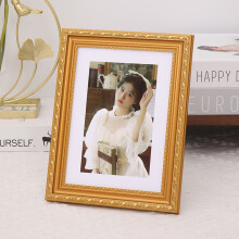 Gold Canvas Frame 3.9x5.9 in, Back Hook & Tabletop, Compatible with Artwork, Posters, Gallery Decor