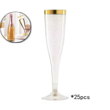 Set of 25 Clear Plastic Champagne Flutes, Shatterproof Disposable Glasses, Disposable Clear Plastic Champagne Glasses for Weddings Parties Cocktails
