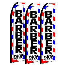 King Size Barber Swooper Flags 3-Pack – Feather Flags for Salon Grand Opening, Compatible with Standard Poles