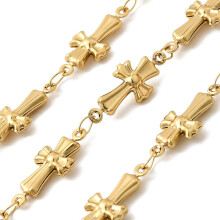 304 Stainless Steel Link Chains Unwelded with Spool Real 18K golden Plated 20.5x8.5x3.5mm 5m/roll