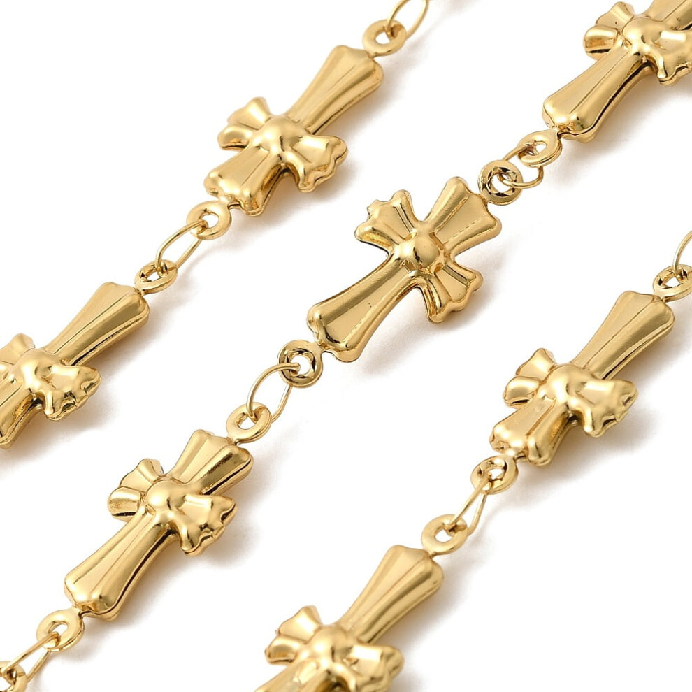 304 Stainless Steel Link Chains Unwelded With Spool Real 18K Golden Plated 20.5X8.5x3.5mm 5M/Roll 9422877819812