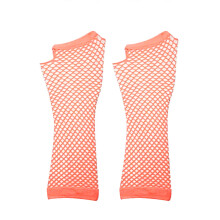 Half Finger Fishnet Gloves Elastic Mesh Medium Long Gloves Stage Performance Drag Show and Photoshoot Prop Orange
