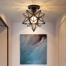 Chandelier Semi Flush Mount Ceiling Light Fixture Ceiling Lamp for Hallway Bedroom Bathroom Closet Bedroom Foyer (Black)