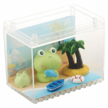 Miniature Frog Resin Statue with Acrylic Box Decorative Animal Sculpture Creative Table Centerpiece Gift for Birthday Bookshelf Home Decor