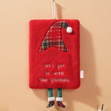 Serviette de Noël rouge à motif floqué 22 x 18 x 2 cm