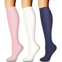 Lot de 3 paires de chaussettes de sport pour femme, favorisant la circulation sanguine, idéales pour la course à pied et le cyclisme en extérieur.