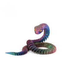 1pc 30cm 3D Printed Snake Home Desk Ornament Realistic Luminous Movable Joint Snake Animal Statue Table Decoration Landscape