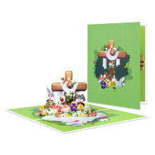 Carte de Pâques 3D pop-up faite main, vierge avec enveloppe