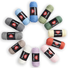 Supervoordelige garenset: 12 x 50 g pastelkleurig kamgaren (4 kleuren), 12 kleuren, voor breien, haken, dikke truien en amigurumi.