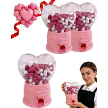 Mini Heart Candy Dispenser – 2027 Valentine's Machine with Rotating Base, Desk Decor & Party Favors, Compatible with Heart-Shaped Candies