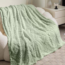 Suede Nap Shawl Blanket, Thick Plush Fleece Throw Blanket, Ideal for Office Naps, Warm & Cozy for Bed or Sofa, Green