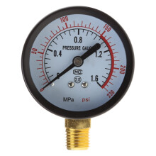 Manómetro de presión horizontal/vertical tipo diafragma para compresor de aire con carcasa de hierro/plástico para Shell Professional