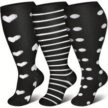 Oversized Christmas Socks 4XL – Breathable Nylon, Moisture-Wicking, for Running/Fitness/Daily Wear, 3pcs Mixed Colors, Style N