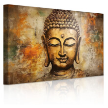 Affiche murale sur toile représentant une statue de Bouddha Zen, une œuvre d'art colorée inspirée du bouddhisme, idéale pour un spa, un espace
