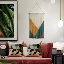 Macrame Wall Hanging Hand Woven Bohemian Tapestry Boho Style Decorative Tassels Pendant Bohemian Wall Art for Backdrop Dorm Decor