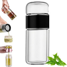 Infusor de chá de vidro Tryteava com tampa, design flip brew 3 em 1