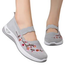 Zapatos de mujer para otoño, zapatos de tela para mujer con suela suave, diseño de estribo bordado y estilo casual, cómodos para usar en verano,