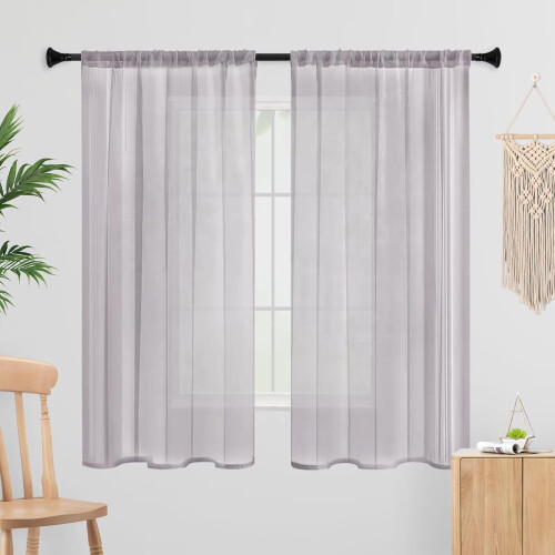 Transparente gardiner lysegrå 91 cm B x 112 cm L 2 paneler