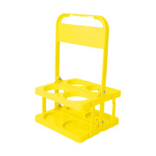 Porte-bouteilles pliable jaune – Porte-gobelets portable en plastique à 4 emplacements avec poignée, compatible avec les tasses et les