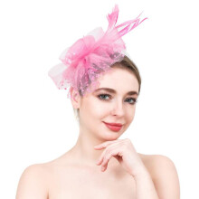 Elegante Derby-hoed voor dames, fijne mesh fascinator met klassiek design voor speciale gelegenheden, feestjes en formele evenementen, roze.