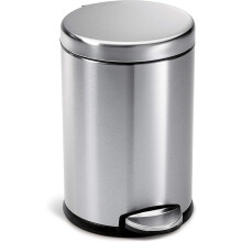 Round Bathroom Step Trash Can Brushed Stainless Steel 4.5L