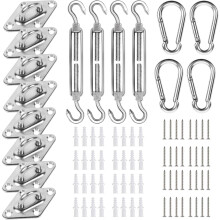 Kit de fixations pour auvent en fil d'acier inoxydable 304 de 5 mm (44 pièces), kit de quincaillerie robuste pour voile d'ombrage