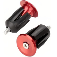 Keenso 1 Pair Handlebar End, Aluminum Alloy Handlebar Handle Grip End Plug Parts(Red)