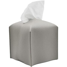 Vierkante tissuehouder van PU-leer, 5x5x5 inch, pastelgrijs – geschikt voor standaard gezichtstissues