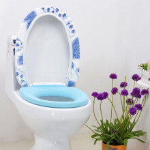 Lot de 2 housses de siège de toilette imperméables en polaire corail bleue, pour une utilisation domestique.