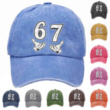 67Meme Vintage Washed Baseball Cap, Nastaviteľná unisex grafická klobúčik pre otca na bežné nosenie a pouličný štýl