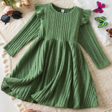 Kids Girls Christmas Dress Long Sleeve Crew Neck A-Line Winter Dresses Christmas Outfits 4-5 Years Girl Clothes