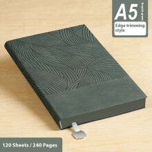 Gevoerd leren notitieboek A5 240 pagina's 80 g/m² Grijsgroen