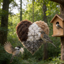 Handgemaakte hartvormige houder van vezelcomposiet voor vogelnesten – Geschikt voor kolibrie-nestkastjes, winterverblijfplaatsen voor bomen en