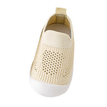 Sapatos infantis, meias respiráveis vazadas com sola macia, antiderrapantes para o chão, sapatos para bebês, Z03 bege, 2,5 a 3,5 anos.