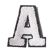 2.75" White Chenille Varsity Letter Patch – Iron-On or Sew-On Applique for Jackets, Backpacks, Hoodies, Shirts, Team Uniforms, white