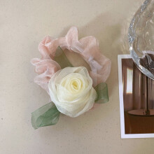 Haargummi mit süßer Rosenblume für Damen, großes Haarband aus Netzgewebe, einfacher Haarschmuck für Mädchen, Haargummi, Haarhalter für