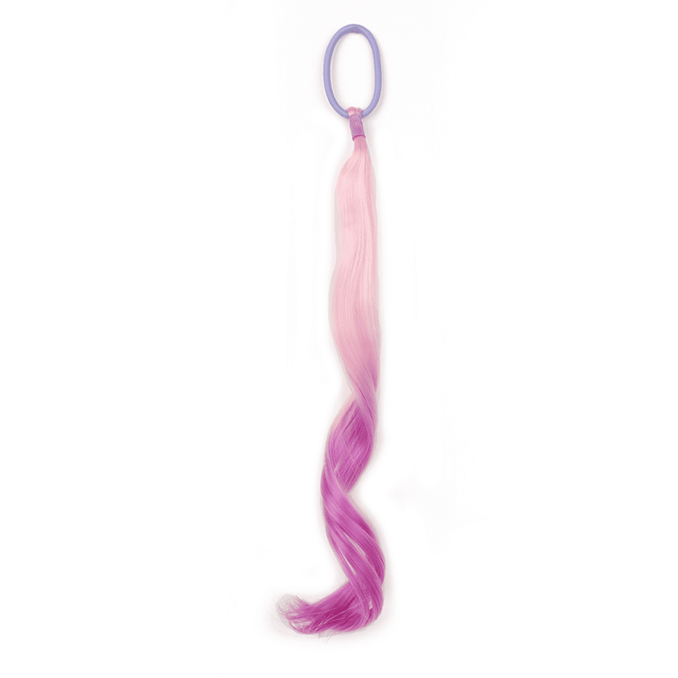 Unisex 14 Inch Lightweight Colored Hair Extensions Colored Hair Extensions Synthetic For Kids Curly Ponytail Extension With Elastic Tie