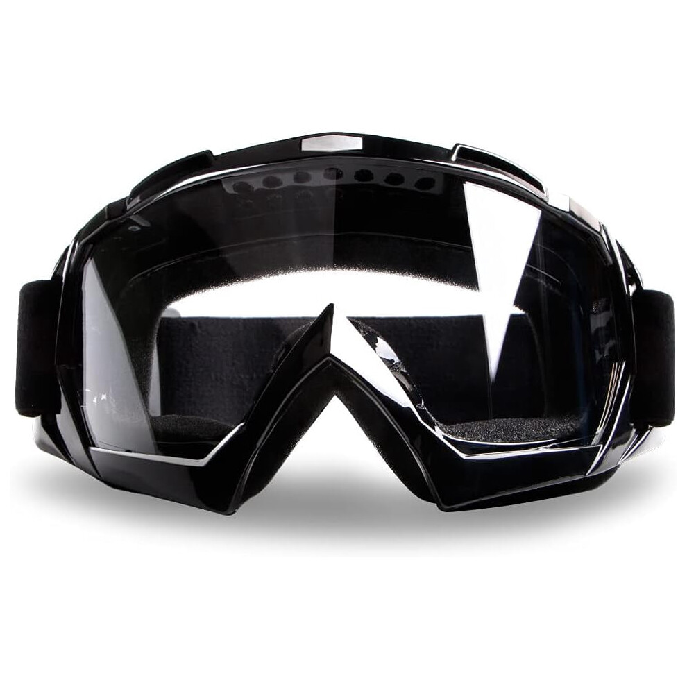 Goggles Motocross Dirt Windproof Atv Racing Goggles Scratch Resistant Ski Protective Safety Glasses Pu ( Frame+Clear Lens) Black 9485826463122