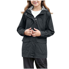 Girls' Waterproof, Rainproof and Breathable Softshell Jacket with Hooded Trench Coat (5-14 Years),130,Dark Gray
