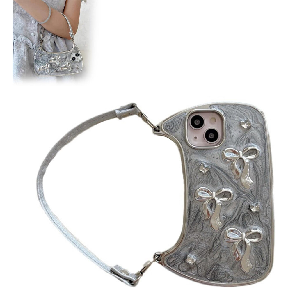 Bow Handbag Phone Case For Iphone 12Â15, Metallic Gray 9058772184207