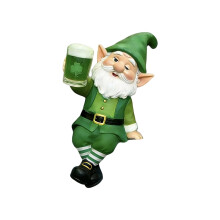 Figura de duende con olla de oro, decoración de resina