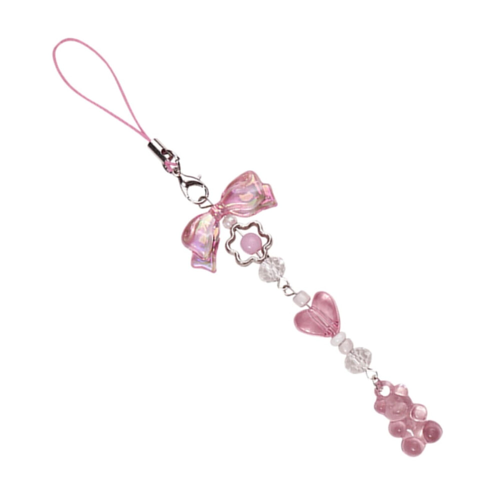 Sweet Bear Bowknot Bead Phone Charm Straps Car Key Hangings Pendants Fashion Bag Decoration Lanyard Purse Accessories 9085618296480