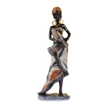 Figurine de femme africaine en résine exotique, statue de personnage rétro, sculpture tribale, décoration vintage pour étagère à livres
