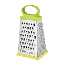 Râpe verticale à quatre faces en acier inoxydable pour râper et broyer fruits et légumes dans la cuisine.