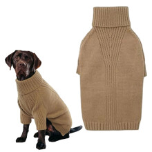Termostickad hundtröja för extra stora hundar, polotröja i stretchig vinterdräkt, kompatibel med Pitbull, khaki L