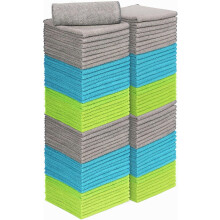 Lot de 50 chiffons de nettoyage en microfibre, 30 x 30 cm, doux et absorbants, non pelucheux, sans traces, pour voiture, maison, cuisine et fenĂŞtres.
