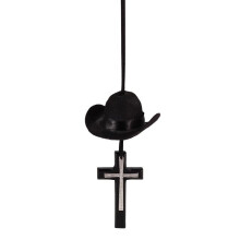 Cowboy Hat & Cross Car Charm – Felt Western Rearview Mirror Ornament, Compatible with Car Mirrors